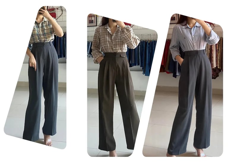 quan tay nu secondhand mau xanh ghi da