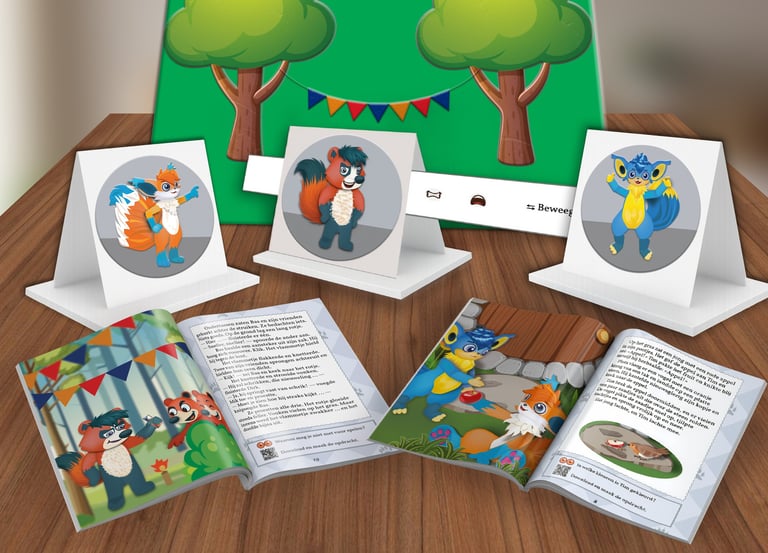 Interactieve kinderboeken, personages en educatieve opdrachten van de serie Tim zoekt een nieuw thui
