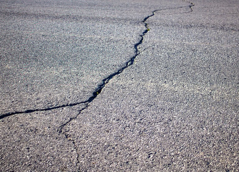 Cracked roadway example