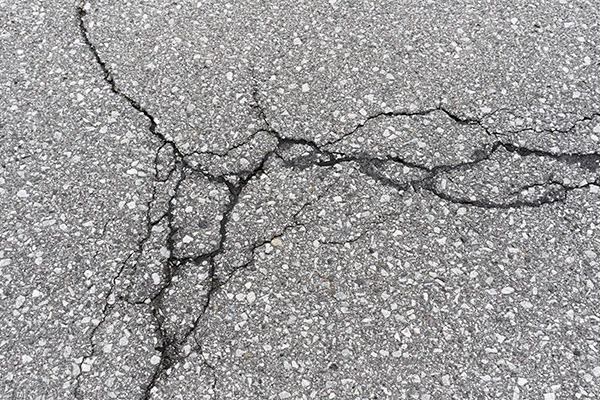 asphalt crack repair before photo