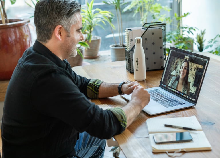 Man is consulting client online