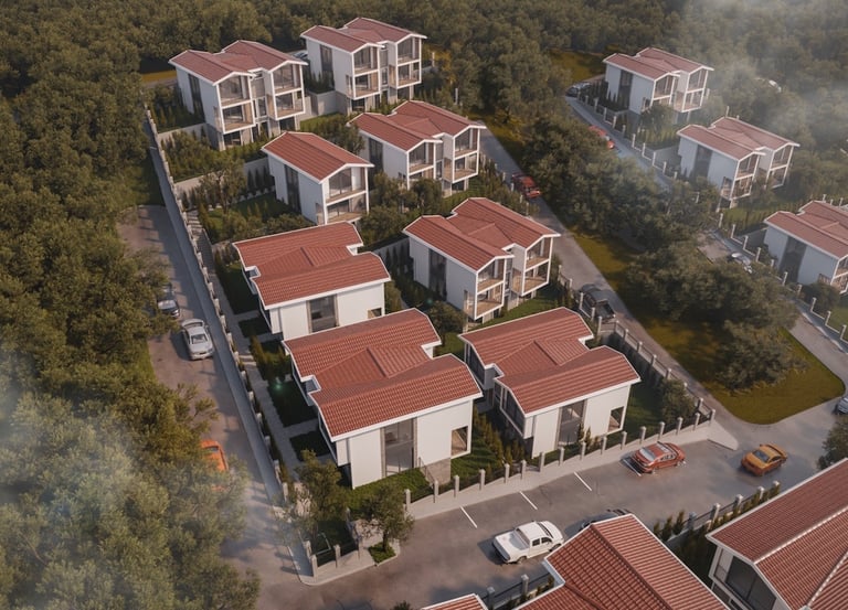 İkonya Dolungaz projesine ait site planı ve villa yerleşim düzeni