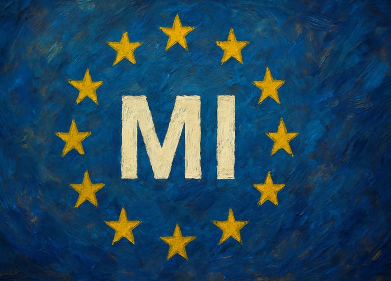 a european union flag with the letter mi in the middle