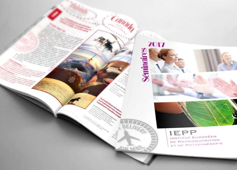 Catalogue de voyage réalisé par infographiste freelance dans les alpes maritimes à cannes