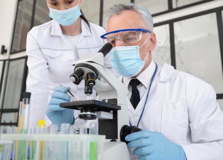Quality control inspection with a magnifying glass in a lab Saudi Food Registration