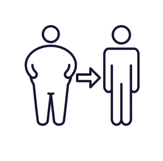 An illustration of a man's fat loss body shape before and after