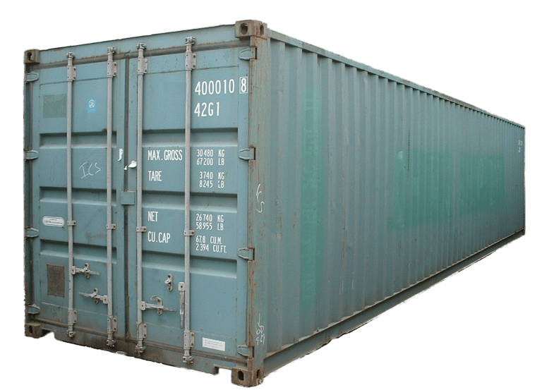Blue 40ft Standard Cargo Worthy Shipping Container with dents dings and rust, wind water tight
