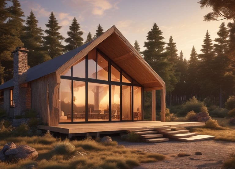 A serene image of a modern premium home surrounded by nature.