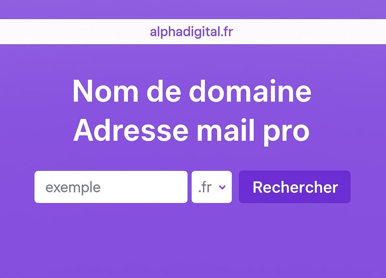 Illustration Alpha Digital – recherche de nom de domaine et adresse mail professionnelle