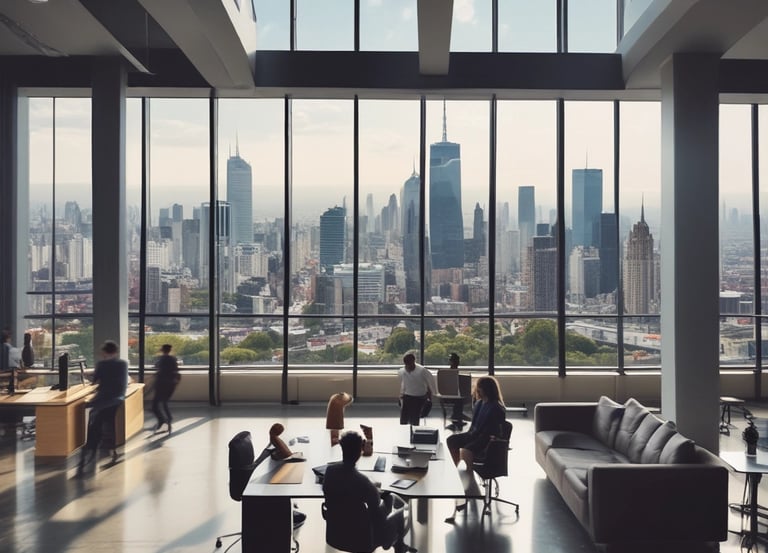 A professional analyzing data and strategizing in a modern office environment.