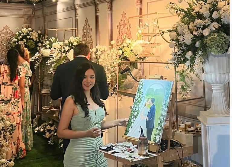 Pintura en vivo con decoracion para bodas de fondo
