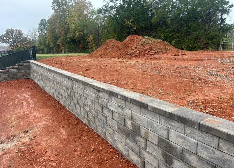 a retaining wall with a retaining wall and a retaining wall