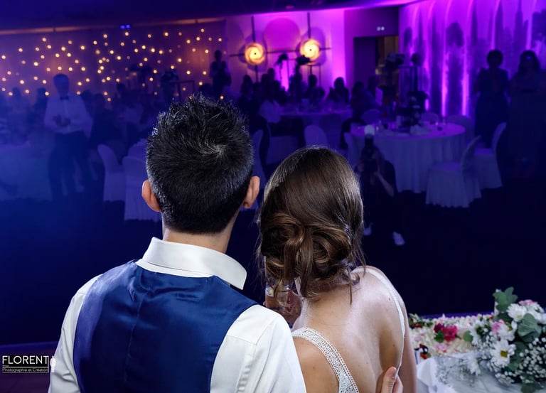 photographe mariage saint omer lille boulogne sur mer bride and standing in front of a purple light