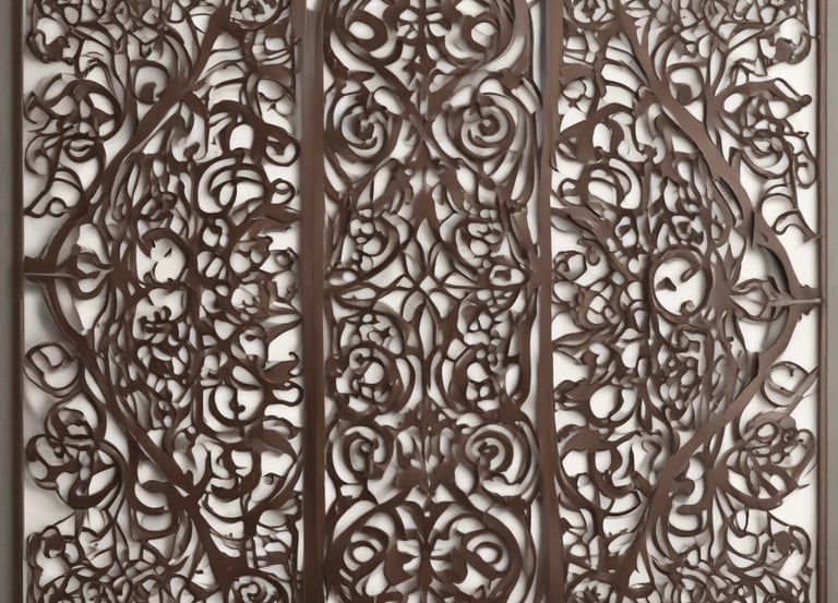 Modern aluminum decorative panels with intricate laser-cut patterns in a stylish interior setting.