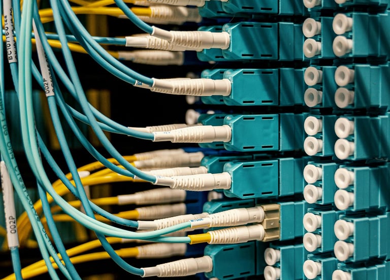 a bunch of cables connected to a computer terminal