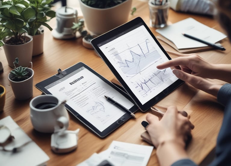 A modern office setting showcasing a team collaborating on influencer marketing strategies.