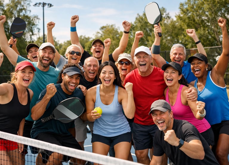Pickleball club members training together during a group session in Australia