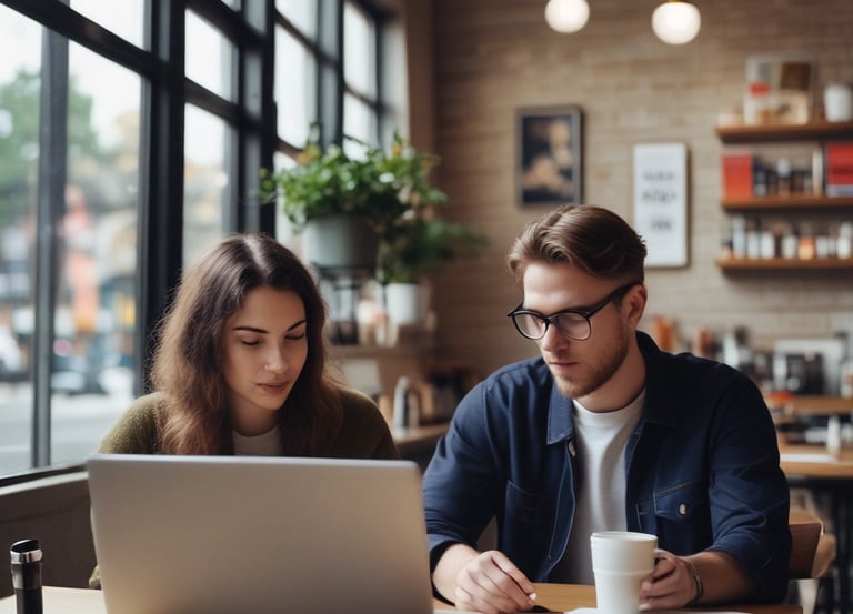 Adults collaborating in a bright workspace, engaged in environmental skills training and team coaching.