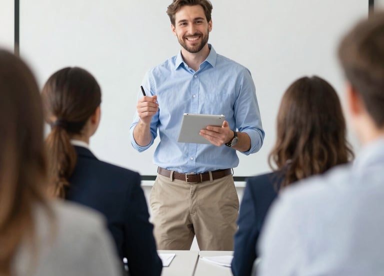 Professional headshot of a confident legal consultant in a minimalist office setting.