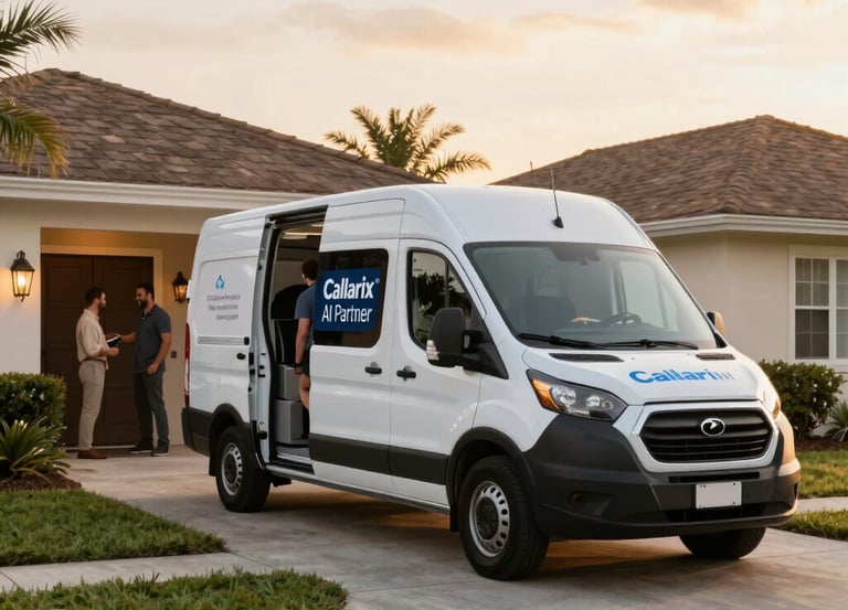 Illustration of a friendly AI voice assistant answering a phone call with a glowing headset.