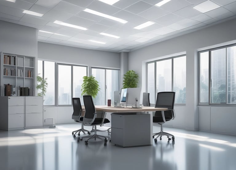 A technician using ozone cleaning equipment in a bright modern room.