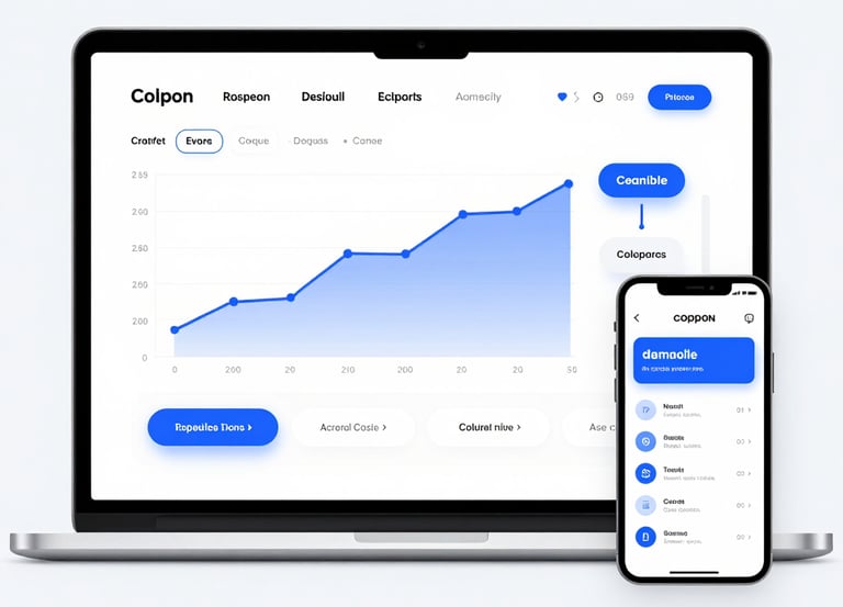 Rounded image of a sleek Shopify dashboard with blue accents and subtle shadows.