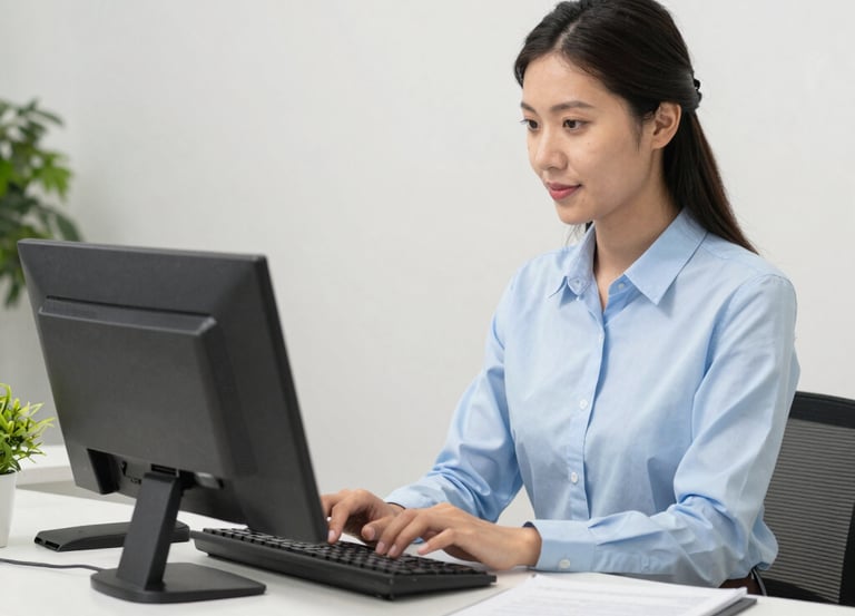 A friendly receptionist headset icon glowing with digital connections.