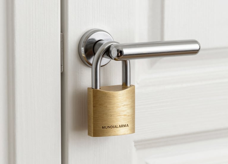 Close-up of a modern armored door lock with a sleek black finish.