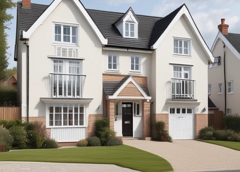 Photo showing workers applying k rendering on a house exterior wall.