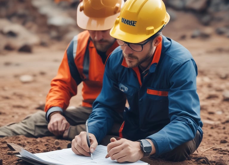 A modern mining site with heavy machinery operating under a clear sky.