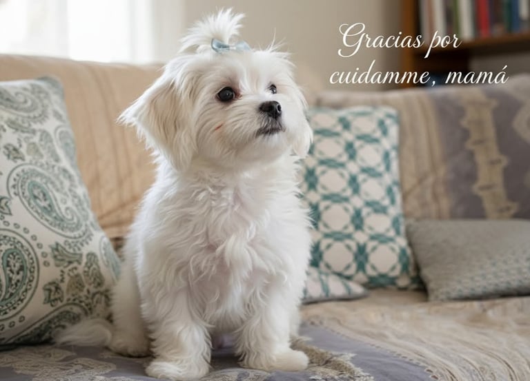 Cachorro rescatado listo para adopción en España.