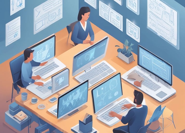 A sleek horizontal timeline with four icons representing each step on a dark blue and light grey background.