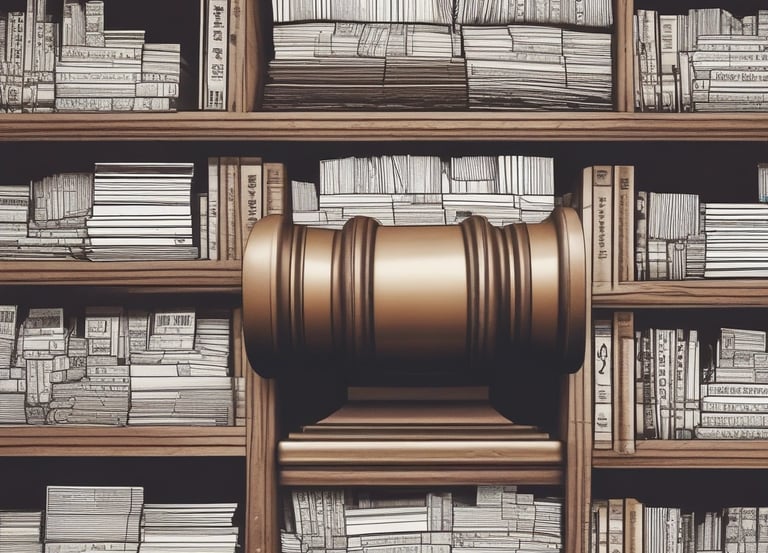 A sleek digital interface showing categorized law case files in black, brown, and grey tones.