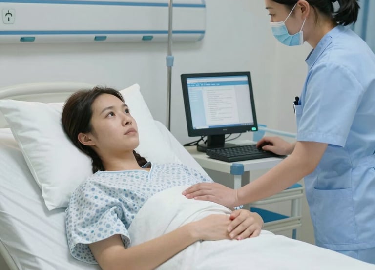 A friendly healthcare professional performing a mobile blood test in a patient's home.