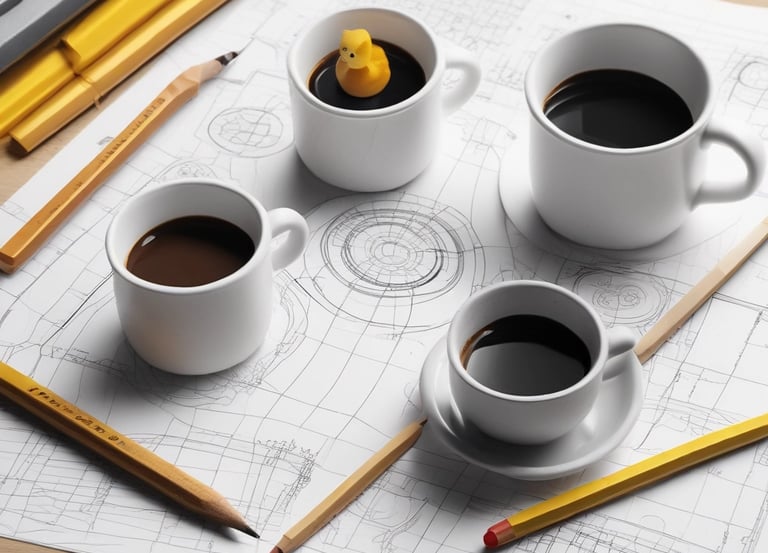 A steaming cup of coffee on a desk cluttered with CTA transit maps and a laptop.