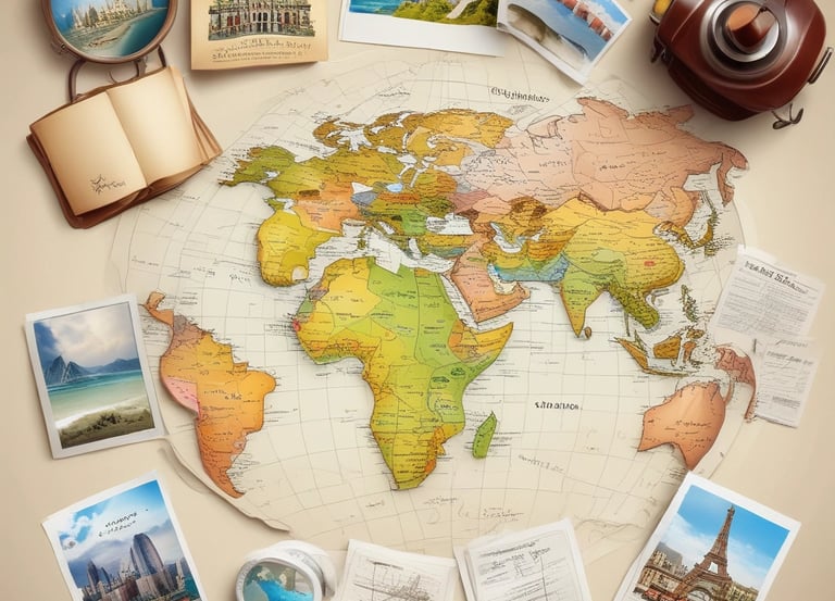 A smiling travel agent helping a family plan their trip with maps and brochures.