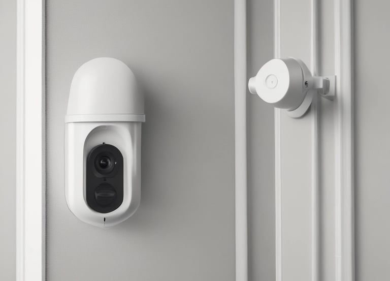 A modern security control panel with wireless and wired system indicators in a cozy home setting.