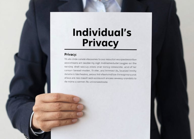 Dark-themed illustration showing a shield protecting personal data on a digital screen with red and gray accents.