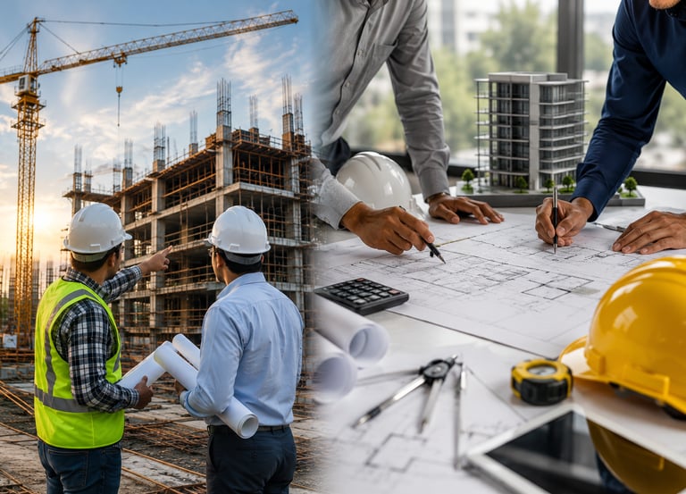 engineers discussing in a house construction site