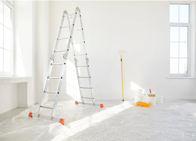 Room prepared for professional interior painting