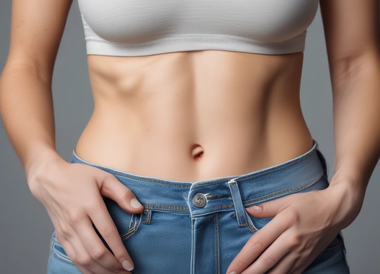 a woman in a white bra top and jeans