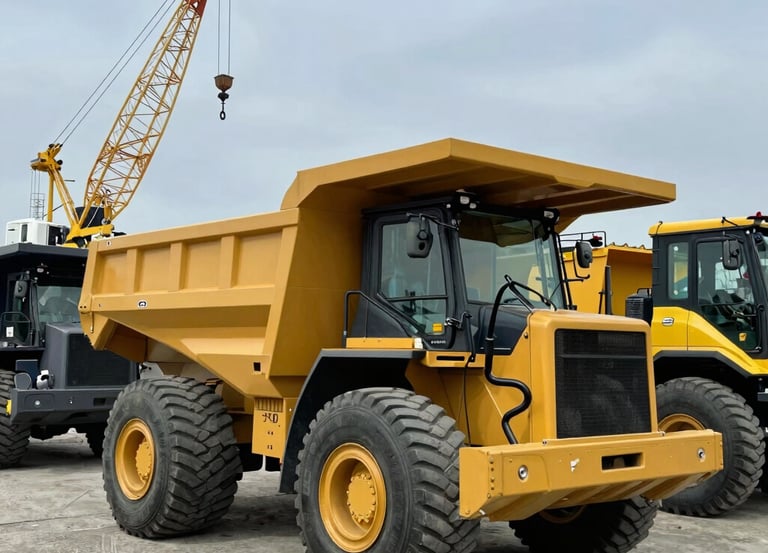 A powerful loader lifting heavy materials at a busy construction site in Jinan.