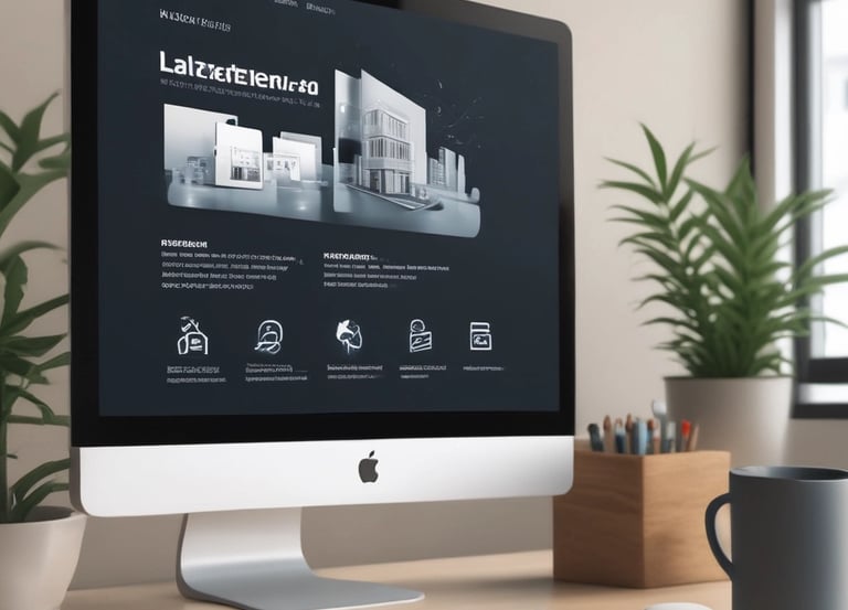 Abstract wave gradient in royal blue and purple glowing softly on a sleek black background.