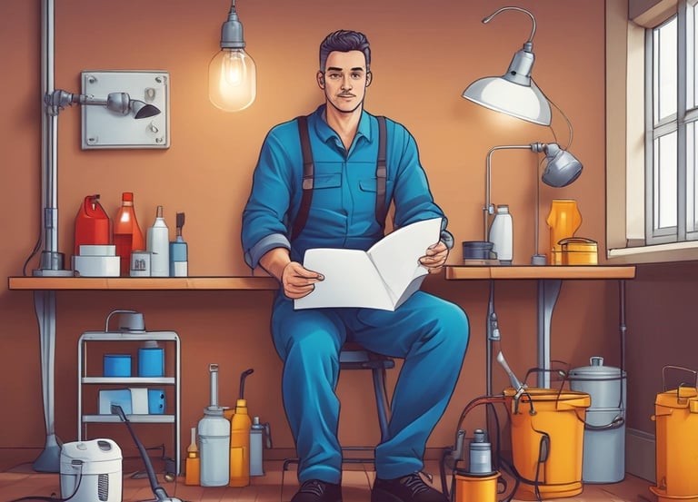 A friendly handyman fixing a door lock in a modern residential building.