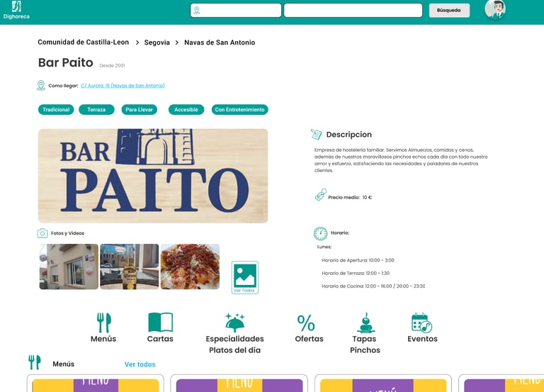Captura de pantalla Web Dighoreca
