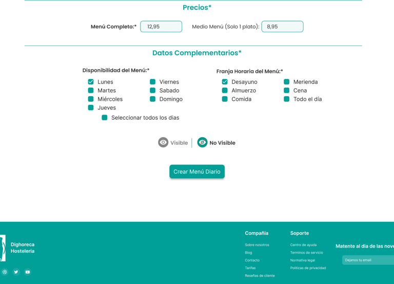 Captura de pantalla Web Dighoreca