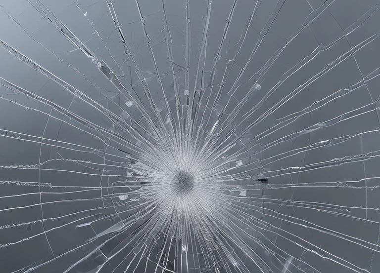 A sleek luxury car with a cracked front windshield under a moody dark overlay.