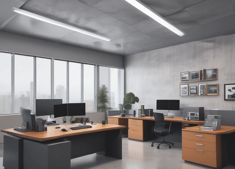 A creative workspace with a laptop displaying a website design, surrounded by sketches and color swatches.