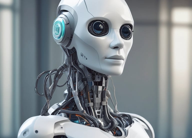 A sleek, modern workspace with AI-powered tools displayed on multiple screens.