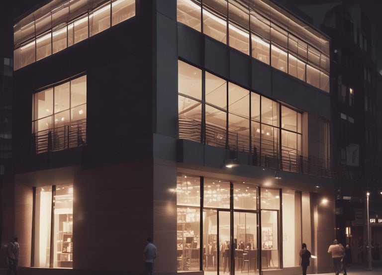 Modern electrical store interior showcasing lighting fixtures and electrical materials.